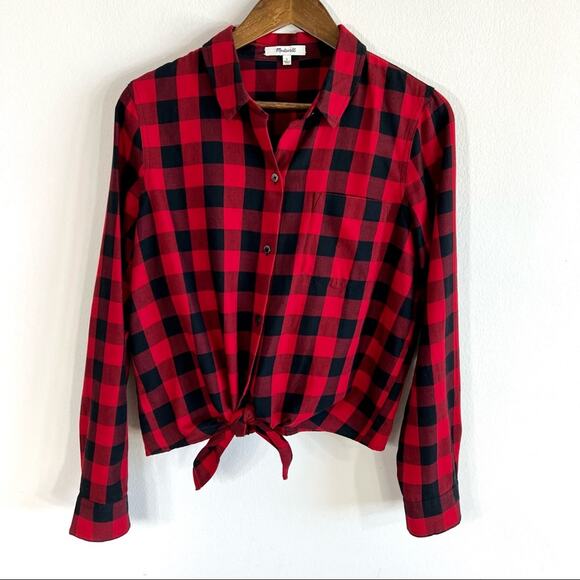 Madewell red and black buffalo plaid button down long sleeve - Picture 5 of 8